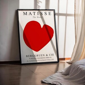 Matisse Inspiriert Rotes Herz Print: Minimalistische Moderne Wand Kunst (Digitaler Download Bild 3