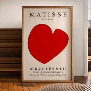 Matisse Inspiriert Rotes Herz Print: Minimalistische Moderne Wand Kunst (Digitaler Download Bild 2