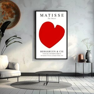 Matisse Inspiriert Rotes Herz Print: Minimalistische Moderne Wand Kunst (Digitaler Download Bild 4