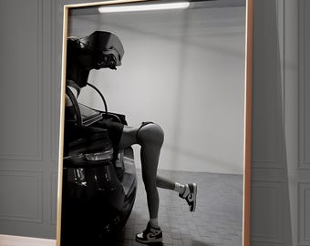 Black and White Car Trunk Art Print: Urban Fashion Photography (Digital Download)