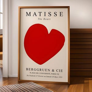 Matisse Inspiriert Rotes Herz Print: Minimalistische Moderne Wand Kunst (Digitaler Download Bild 1