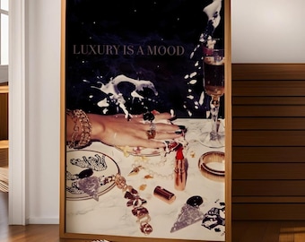 Plakat z modą, plakat „Luksus to nastrój”, nowoczesny wystrój glamour | Pobieranie cyfrowe