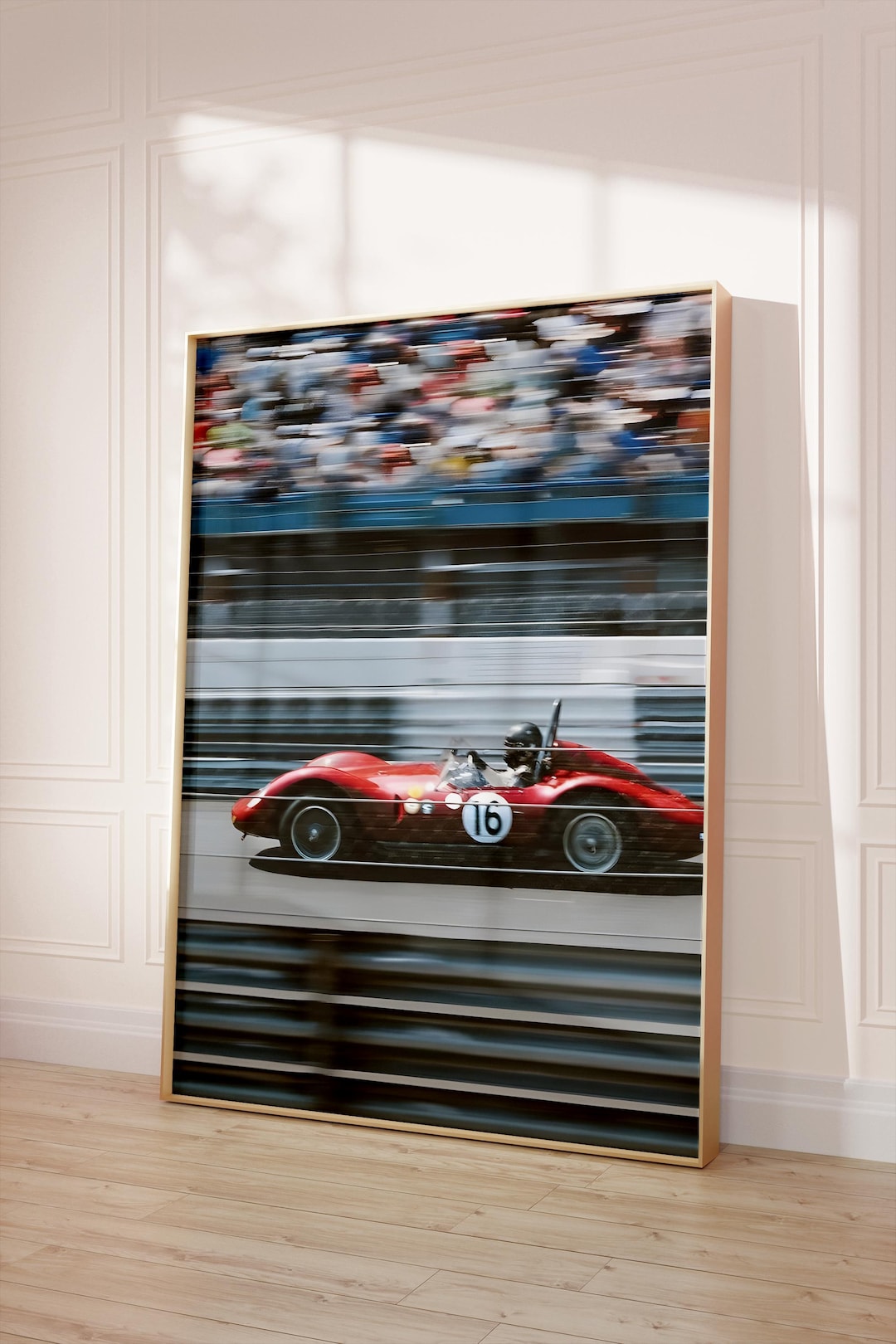 Vintage Red Race Car Photography Print, Motion Blur Motorsport Poster ...