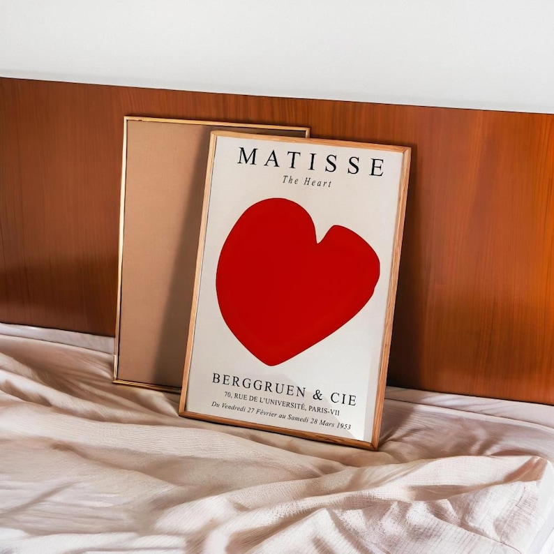 Matisse Inspiriert Rotes Herz Print: Minimalistische Moderne Wand Kunst (Digitaler Download Bild 7