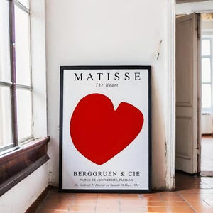 Matisse Inspiriert Rotes Herz Print: Minimalistische Moderne Wand Kunst (Digitaler Download Bild 8
