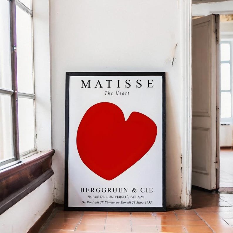 Matisse Inspiriert Rotes Herz Print: Minimalistische Moderne Wand Kunst (Digitaler Download Bild 8