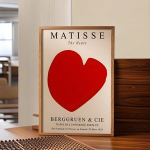 Matisse Inspiriert Rotes Herz Print: Minimalistische Moderne Wand Kunst (Digitaler Download Bild 6