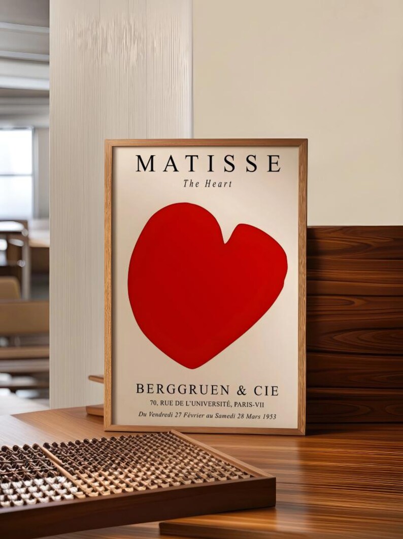 Matisse Inspiriert Rotes Herz Print: Minimalistische Moderne Wand Kunst (Digitaler Download Bild 6