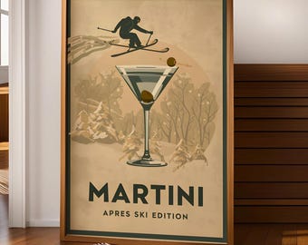 Après Ski Martini Illustration – Vintage Winter Ski Lodge Art (Digital Download)