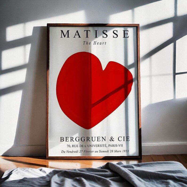 Matisse Inspiriert Rotes Herz Print: Minimalistische Moderne Wand Kunst (Digitaler Download Bild 9