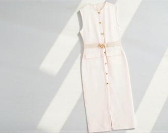 Belted Midi Dress | Sleeveless Button-Up Summer Outfit