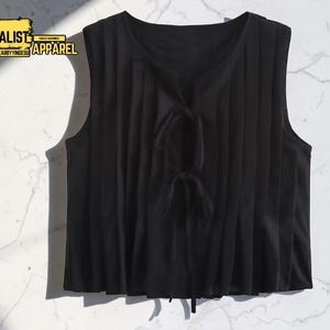 Sleeveless Lace Vest | Hollow Patchwork Top, Ruched Fold Slim Fit Blouse