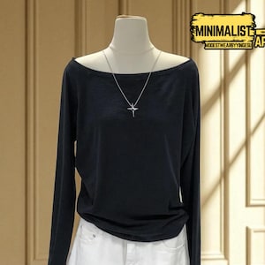 One-Shoulder Cotton Slant Blouse: Chic Autumn Winter Top