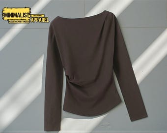Asymmetric Off Shoulder Top | Long Sleeve Chic Tee