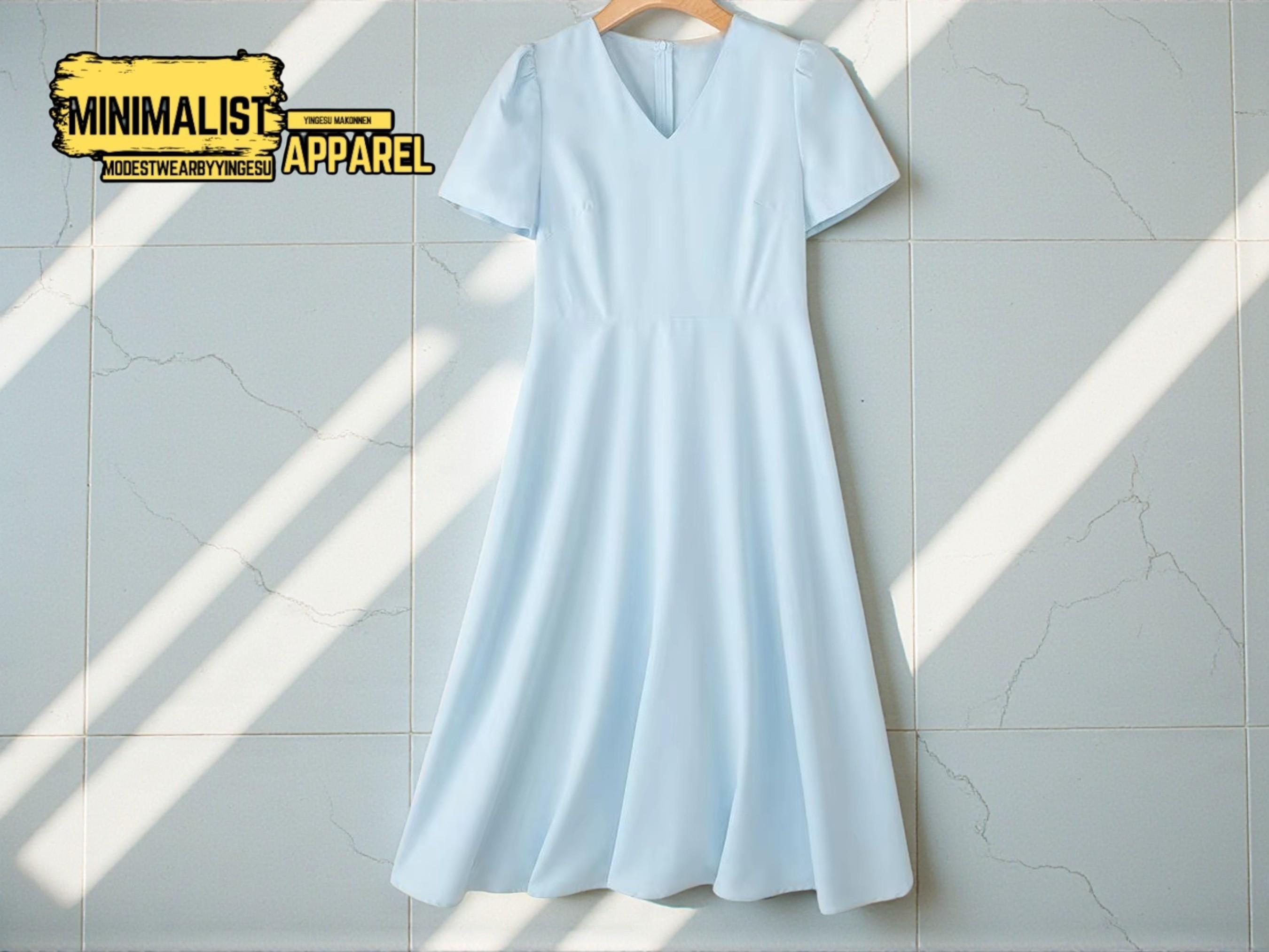 navy blue dress for baby girl Elegant Long Sleeve A-Line Midi Dress for Women – Soft Stretch Fabric –  FineLook main image 0