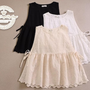 Sweet Girl Embroidery Top | Sleeveless Summer Blouse | Loose O-Neck Vest Style | Casual Tank Shirt for Women | Soft Everyday Look