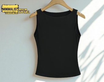 Slinky Boat Neck Tank Top: Sleeveless Stretch Layering Blouse