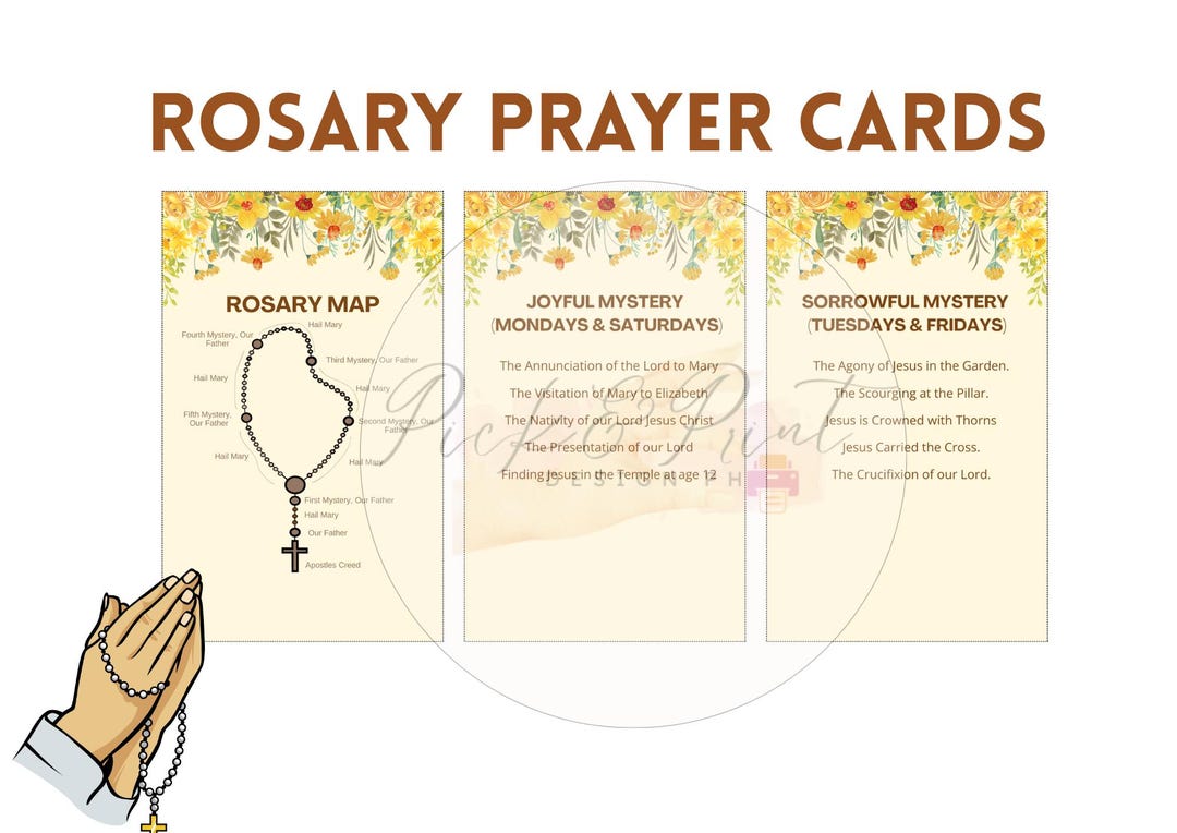 Printable Floral Rosary Prayer Card - Springtime Catholic Devotion ...