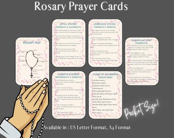 Printable Rosary Prayer Cards: Catholic Meditation Guide (Digital Download