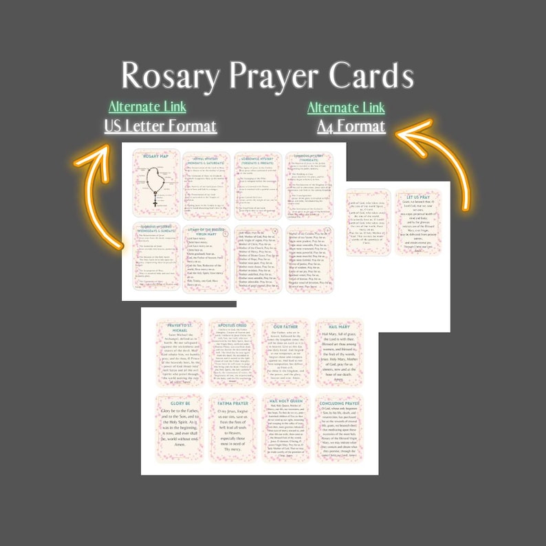 Printable Rosary Prayer Cards Catholic Meditation Guide (digital
