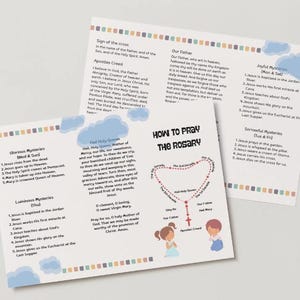 Colorful Catholic Holy Rosary Guide for Little Ones - Printable Prayer Brochure