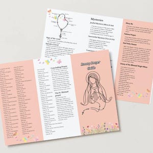 Printable Rosary Guide | Catholic Prayer Pamphlet PDF | 3-Fold Digital Download