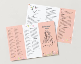 Printable Rosary Guide | Catholic Prayer Pamphlet PDF | 3-Fold Digital Download