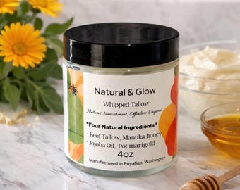 Whipped Beef Tallow Mosturizer Grass Fed Homemade Natural Skincare with Calendula and Manuka Honey