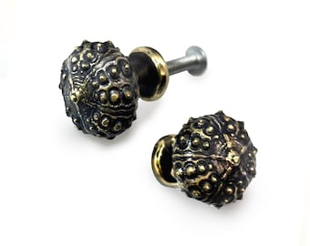 Sea Urchin Knob | Handmade | Gold Brass Oxidized
