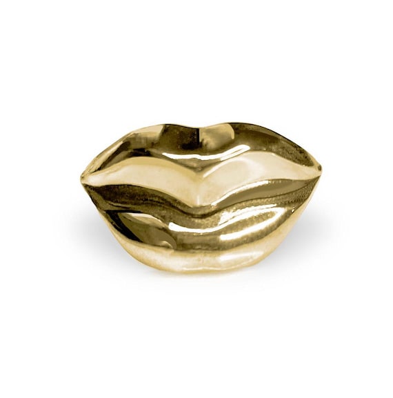 The Dali Lips Ring - Gold Brass - Avant Garde Statement Ring