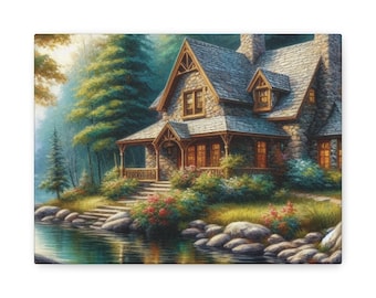 Rustic Cabin Canvas Print: Cozy Cottagecore Wall Art