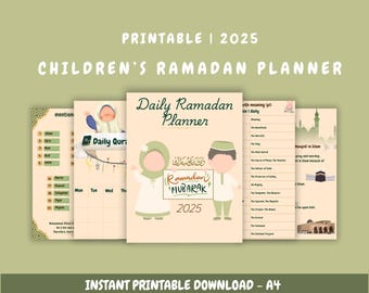 Ramadan Planner for Children | Printable Islamic Daily Journal | Quran and Salah Tracker | Dua List l Basic Islamic and Ramadan Facts l PDF