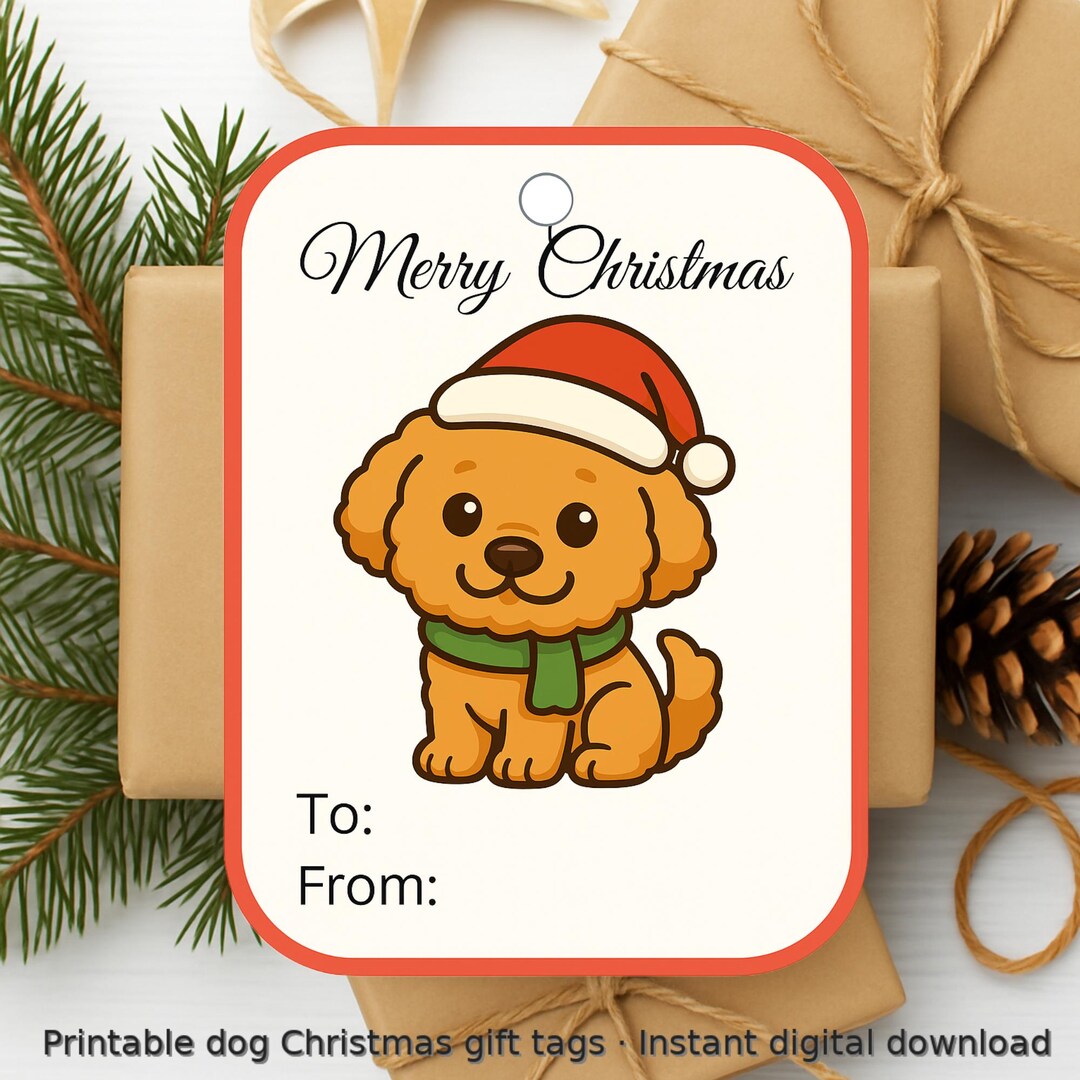 Beagle Labels Dog Christmas Gift Tags Printable – Goldendoodle, Black Lab, Beagle ...