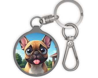 French Bulldog Keyring Tag, Puppy Keychain, Bovine Bag Charm, Animal Lover Gift, Pet Owner Accessory