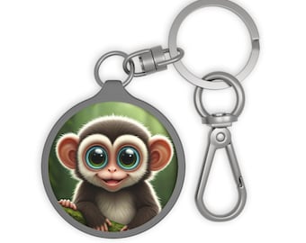 Monkey Keychain Tag, Cute Animal Key Ring Charm, Novelty Bag Accessory, Jungle Safari Theme Gift, Adorable Pet Lover Present