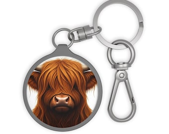 Highland Cow Keyring Tag, Calf Keychain, Cow Bag Charm, Animal Lover Gift, Pet Owner Accessory, Farm Owner Accessory
