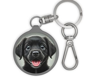 Black Lab Keyring Tag, Puppy Keychain, Bovine Bag Charm, Animal Lover Gift, Pet Owner Accessory