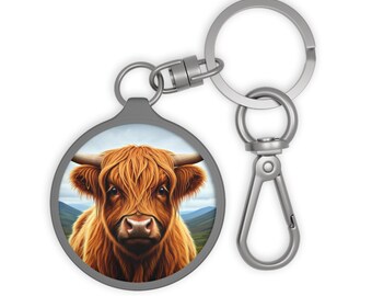 Highland Cow Keyring Tag, Calf Keychain, Cow Bag Charm, Animal Lover Gift, Pet Owner Accessory, Farm Owner Accessory