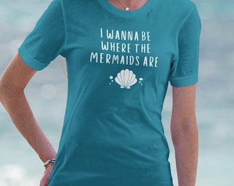 Camiseta Disney para mamá, sirena para adultos, camiseta absorbente de humedad para mujeres adultas, quiero estar donde están las sirenas, camiseta Cool Temperatore