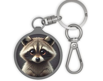 Raccoon Keyring Tag, Raccoon Keychain, Raccoon Bag Charm, Animal Lover Gift, Pet Owner Accessory