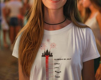 Moisture Wicking Florida Disney Tee, Thermometer, Unisex, Stay Cool Florida Heat, Theme Park Apparel, Breathable Tee, Quick Dry, Cool Shirt