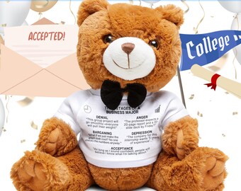 Business Major College Acceptance Gift, Graduation Teddy Bear, Graduation Gift, Business Major