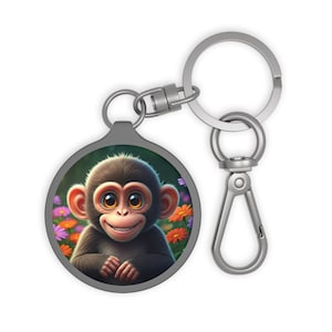 Monkey Keychain Tag, Cute Animal Key Ring Charm, Novelty Bag Accessory, Jungle Safari Theme Gift, Adorable Pet Lover Present