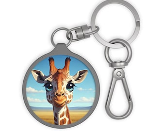 Giraffe Keyring Tag, Giraffe Keychain, Giraffe Bag Charm, Animal Lover Gift, Pet Owner Accessory