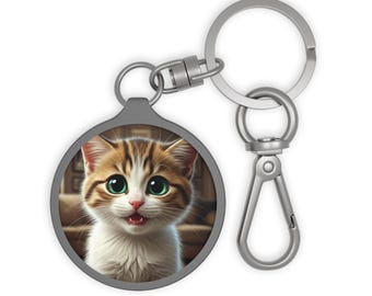 Kitten Keyring Tag, Kitten Keychain, Feline Bag Charm, Animal Lover Gift, Pet Owner Accessory, Black Kitten