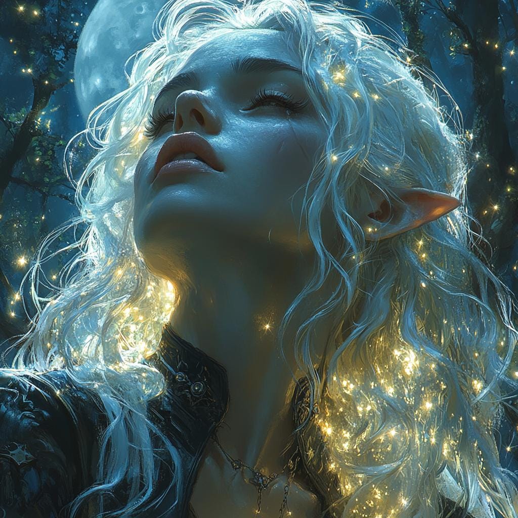 Moonlit Elves Digital Art Pack – 6 Fantasy Elf Portraits – Instant ...