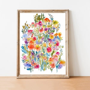 From the Garden No.5, Watercolor Flowers, Flower Painting, Floral Wall Art Decor