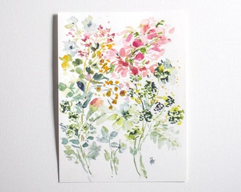 Light Moody Floral No.2, Original Watercolor Painting or Fine Art Print, Floral Painting, Flower Painting