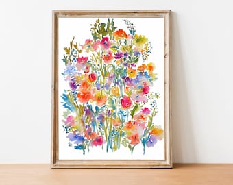 From the Garden No.5, Watercolor Flowers, Flower Painting, Floral Wall Art Decor