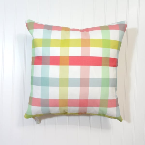 Pastel Checkered Pillow Cover, Checks Pillow Cover, Farmhouse Decor, Cottage Decor, Square or Lumbar Sizes